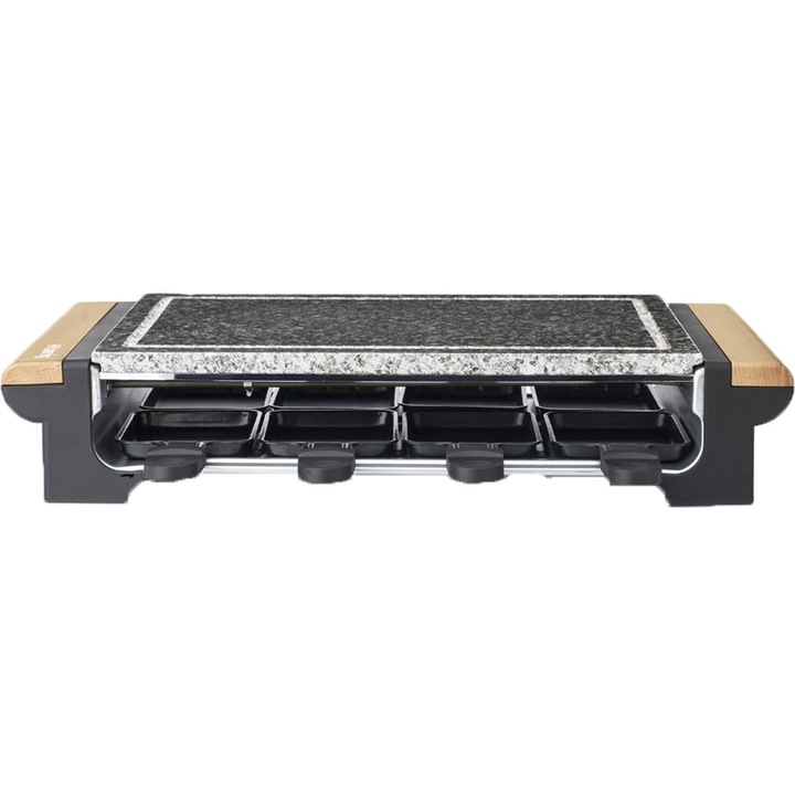Plita Grill/Raclette electrica profesional H.Koenig RP328, suprafata de gatit 37 x 23 cm, 8 persoane, 1400 W, temperatura ajustabila, plita detasabila, accesorii, usor de curatat
