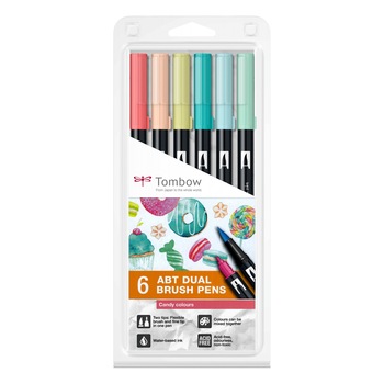 Set 6 Tombow Creativ ABT Dual Brush Pen Candy Colours, 6 culori candy Set 6 Tombow Creativ ABT Dual Brush Pen Candy Colours, 6 culori candy
