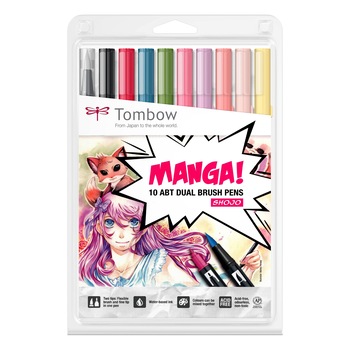 Set 10 Tombow Creativ ABT Dual Brush Pen Manga Shojo, 10 culori Manga Shojo Set 10 Tombow Creativ ABT Dual Brush Pen Manga Shojo, 10 culori Manga Shojo