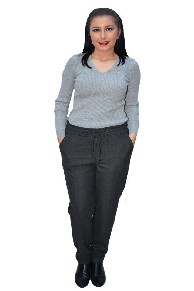 Pantaloni casual cu model pe picior,D&J Exclussive, Gri