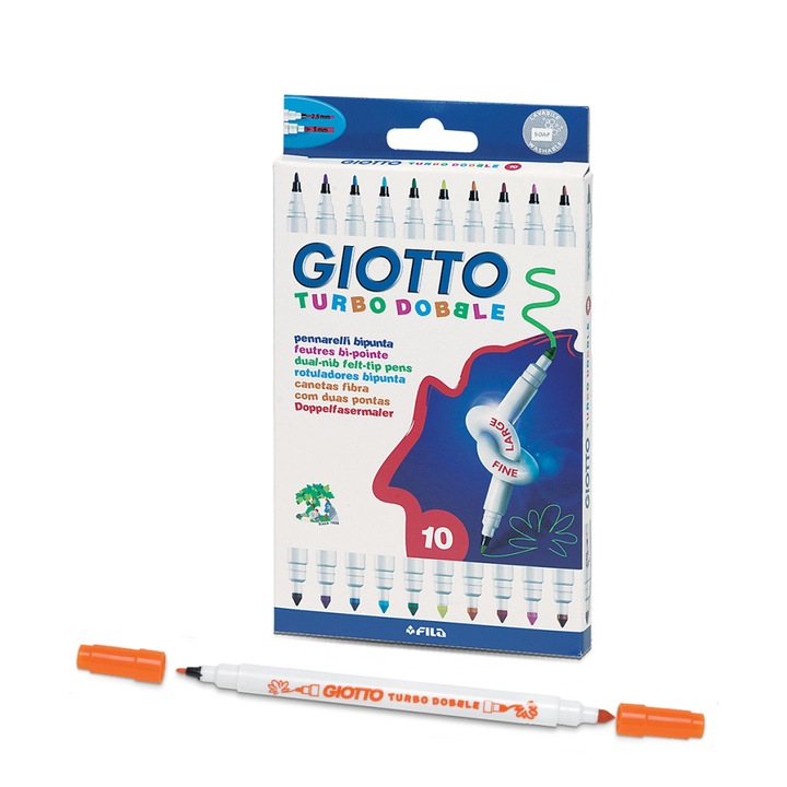Giotto Флумастери 10 цвята Turbo Dobble Kristaltoys