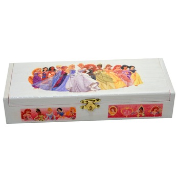 Cutie depozitare cu interior roz, personalizata cu printese Cutie depozitare cu interior roz, personalizata cu printese