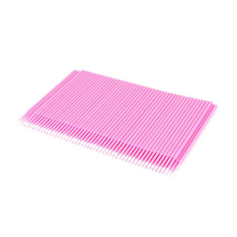 Set 100 Micro Brush, microaplicatoare extensii gene, roz