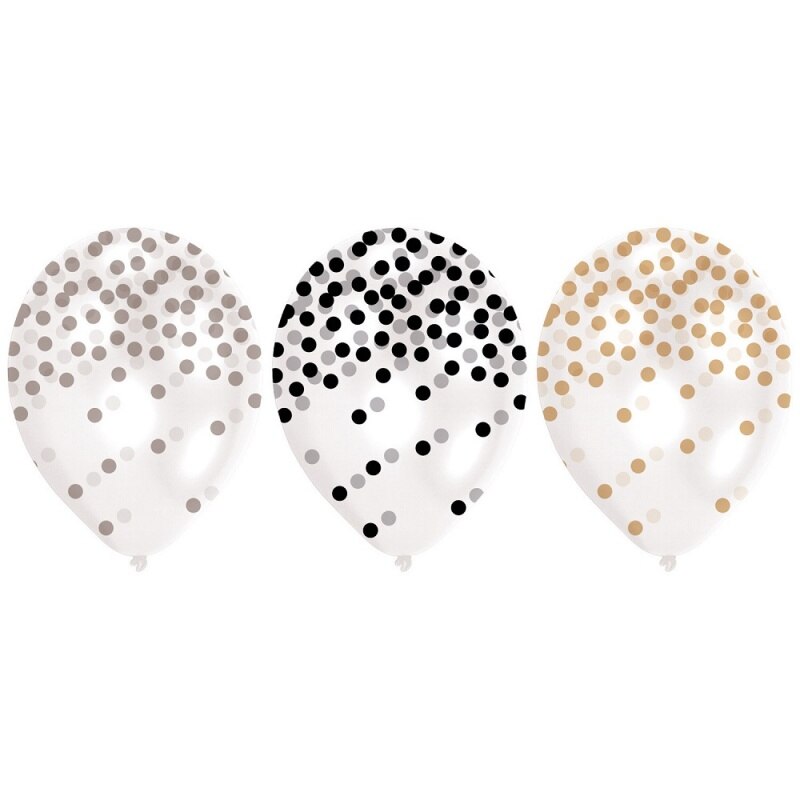 Baloane latex 23 cm inscriptionate cu confetti, Amscan 9902285, set 6 buc