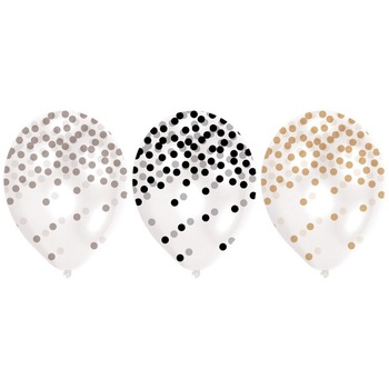Baloane latex 23 cm inscriptionate cu confetti, Amscan 9902285, set 6 buc Baloane latex 23 cm inscriptionate cu confetti, Amscan 9902285, set 6 buc