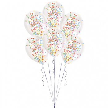 Baloane latex 11'' + confetti multicolore, Amscan 9903277, Set 6 buc Baloane latex 11'' + confetti multicolore, Amscan 9903277, Set 6 buc