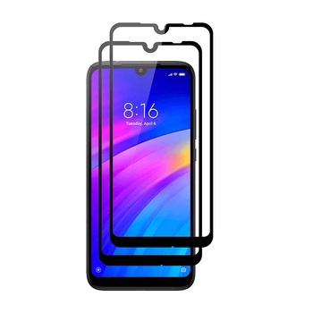 Set 2 folii protectie sticla securizata fullsize pentru Xiaomi Redmi 7 / Redmi Y3, negru Set 2 folii protectie sticla securizata fullsize pentru Xiaomi Redmi 7 / Redmi Y3, negru