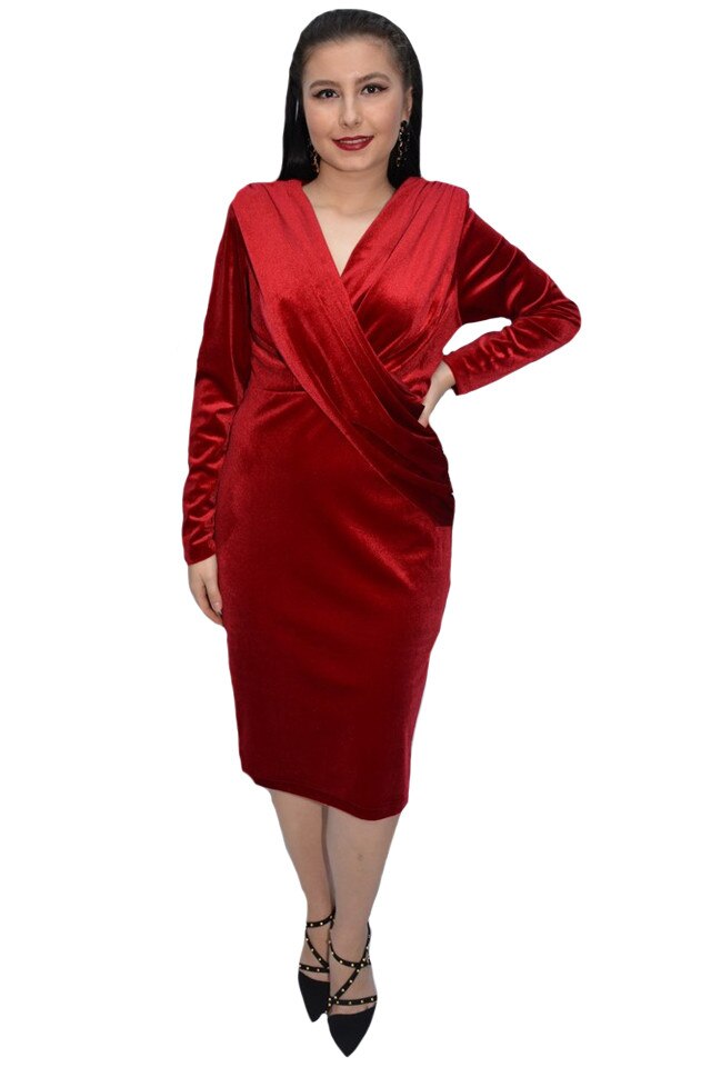 Rochie de ocazie Ilinca din catifea ,D&J Exclussive, Rosu