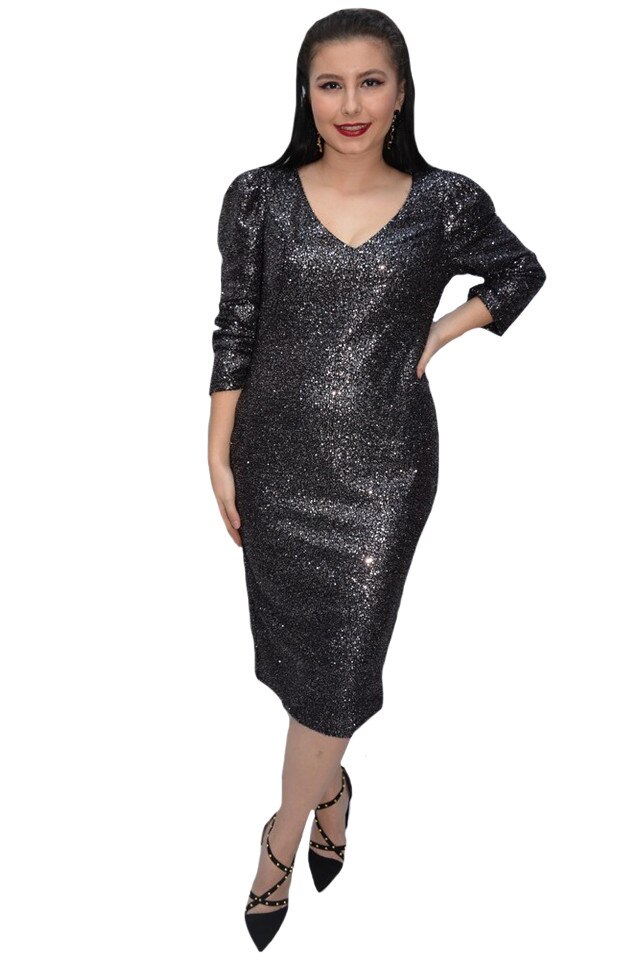 Rochie Ula din paiete ,D&J Exclussive, Argintiu