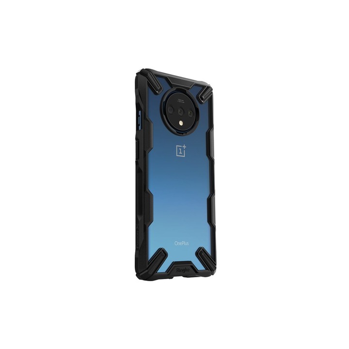 Protektor, Ringke Fusion X Design, OnePlus 7T-hez, átlátszó / fekete