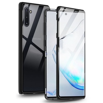Husa Magnetic Glass 360° (sticla fata + spate) pentru Samsung Galaxy Note 10, Negru Husa Magnetic Glass 360° (sticla fata + spate) pentru Samsung Galaxy Note 10, Negru