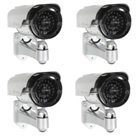 Set 4 x Camere de Supraveghere False cu Alimentare Solara Rezistente la Apa si Suport de Fixare Inclus, Globalport Retail®