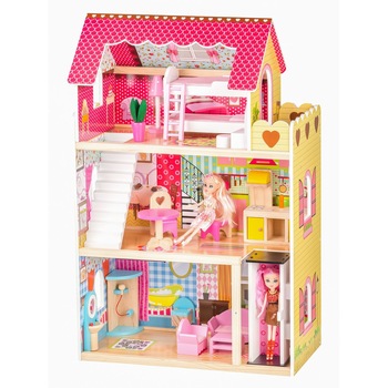 Casuta de papusi din lemn cu LIFT idealSTORE, MALIBU RESIDENCE DOLL, Dimensiuni 90 x 59 x 33 cm, 3 nivele independente cu un total de 5 camere, Include 16 piese de mobilier si 2 papusi, Toate intr-un decor de poveste Casuta de papusi din lemn cu LIFT idealSTORE, MALIBU RESIDENCE DOLL, Dimensiuni 90 x 59 x 33 cm, 3 nivele independente cu un total de 5 camere, Include 16 piese de mobilier si 2 papusi, Toate intr-un decor de poveste