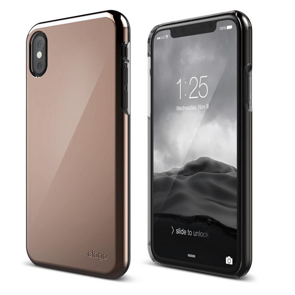 Husa din policarbonat de inalta calitate pentru iPhone XS, iPhone X, Elago S8 Slim Fit 2 Case, auriu trandafir