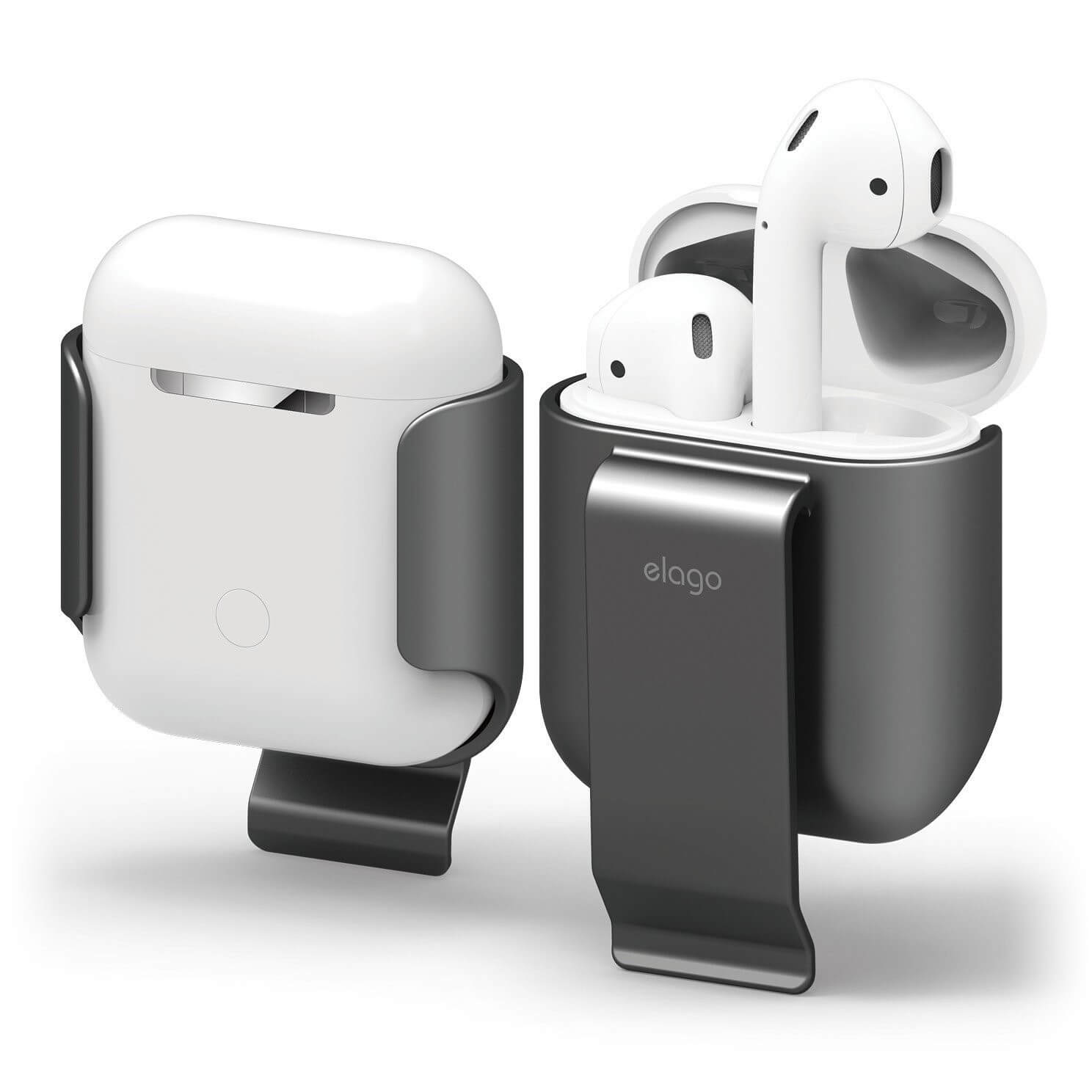 Husa pentru AirPods cu agatatoare Elago, Policarbonat, Gri