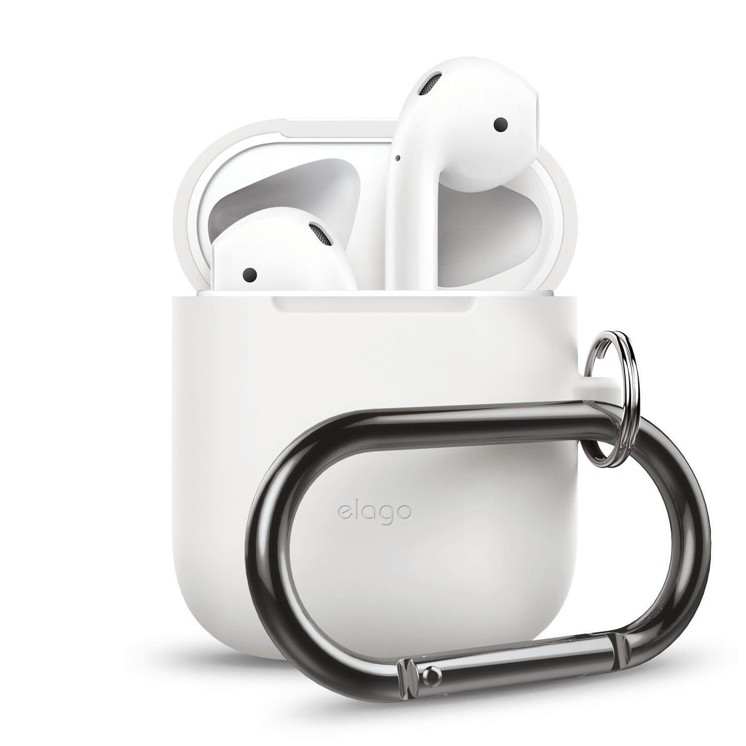 Husa pentru AirPods cu agatatoare Elago, Silicon, Alb