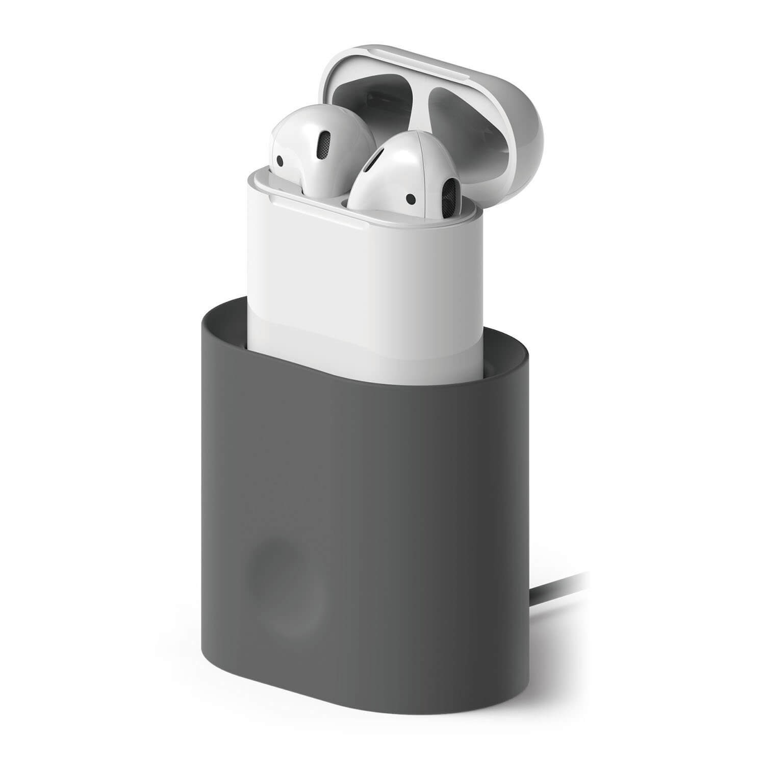Statie de incarcare pentru AirPods, USB, Silicon, Gri inchis