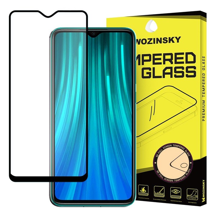 Kijelzővédő Xiaomi Redmi 8 mobiltelefonhoz | Wozinsky Full Glue - Fekete