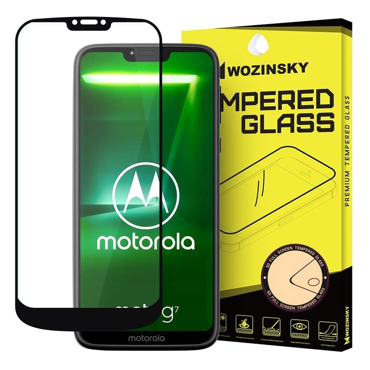 Стъклен протектор за целият екран Wozinsky Full Glue Case Friendly за Motorola Moto G7 Power, Черен