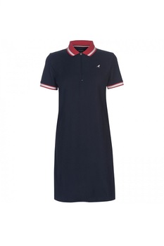 Rochie cu guler polo, Kangol, Bumbac, Albastru inchis, S Rochie cu guler polo, Kangol, Bumbac, Albastru inchis, S