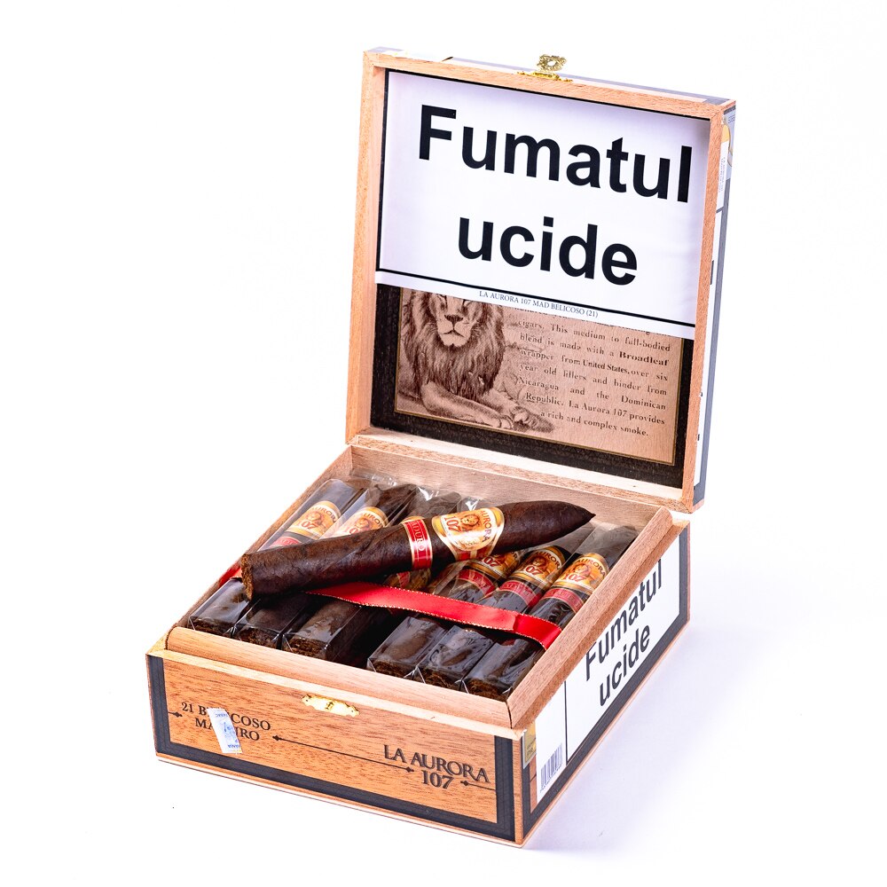 Cutie Trabucuri La Aurora 107 Maduro Belicoso (21 bucati/cutie)