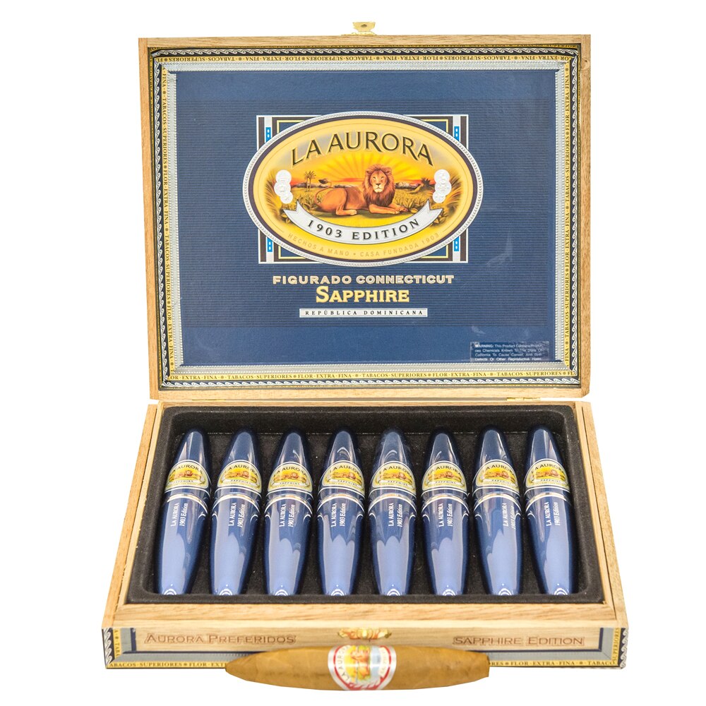 Cutie Trabucuri La Aurora 1903 Double Figurado Sapphire Tubos (8 bucati/cutie)