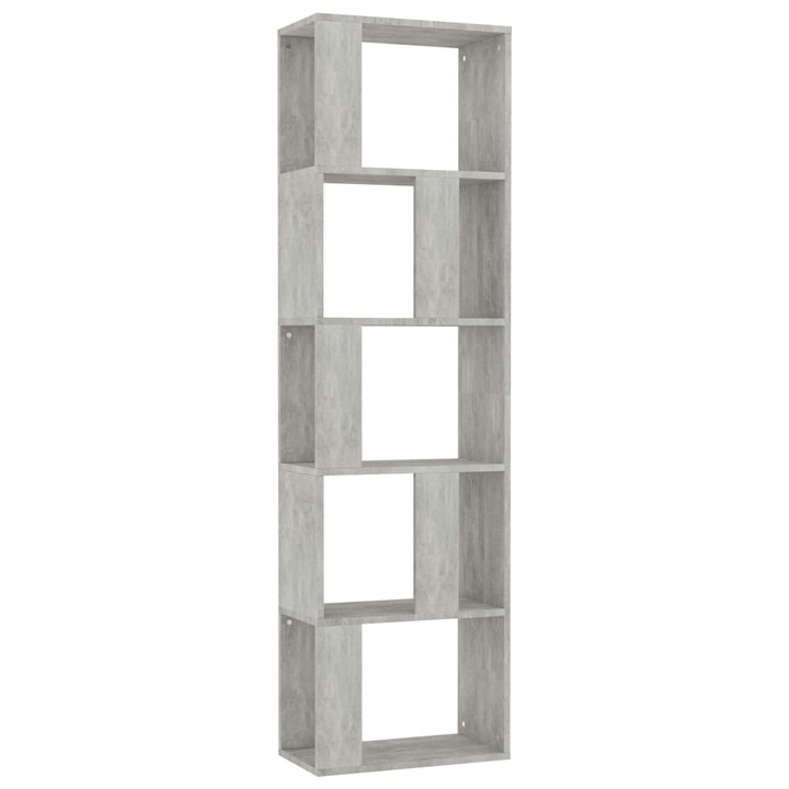 Biblioteca/Separator vidaXL, gri beton, 45x24x159 cm, lemn prelucrat, 14.9 kg