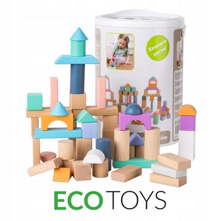 Дървени кубчета ecotoys 100 броя