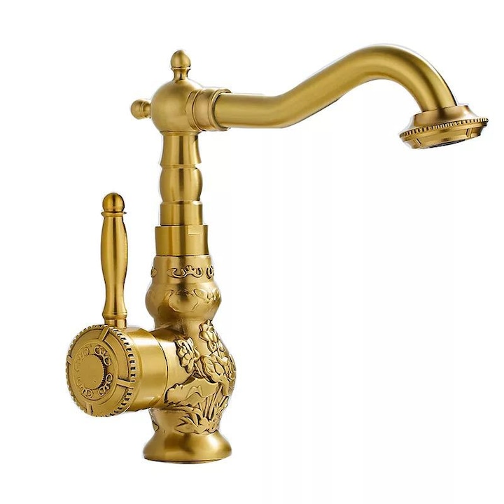 Кухненски смесител, тип лебед, среден ръст, с бродерия, античен бронз, TRENDY S