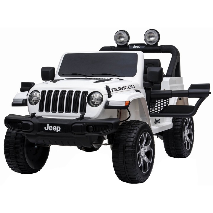 Masinuta electrica 4x4 Premier Jeep Wrangler Rubicon, 12V, roti cauciuc EVA, scaun piele ecologica, alb