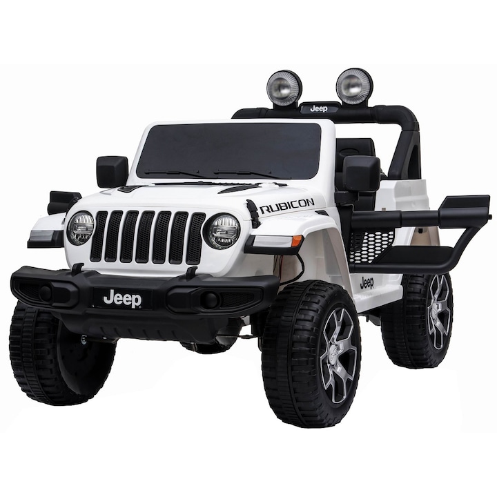 Premier Jeep Wrangler Rubicon 4x4 elektromos autó, 12V, EVA gumikerekek, öko-bőr ülés, fehér
