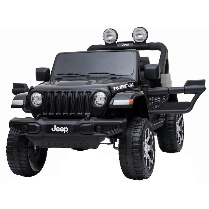 Premier Jeep Wrangler Rubicon autó, Elektromos, 4x4, 12V, EVA gumikerekek, öko bőr ülés, fekete