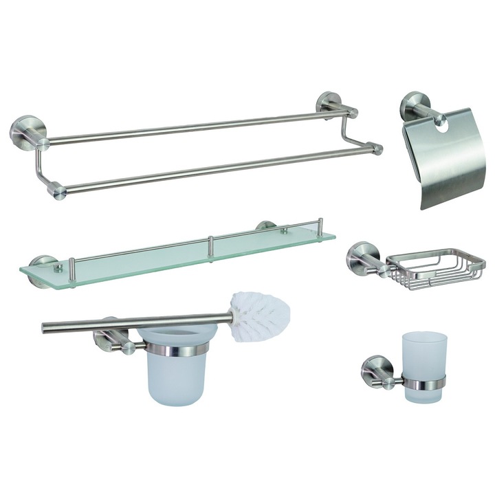 Set sase piese, accesorii baie inox satinat TRENDY S