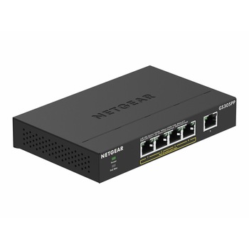 Switch NetGear GS305PP, 5 x 10/100/1000 Mbps Gigabit Ethernet, 4 x POE+ 83W, Desktop/Wall-mount, carcasa metal Switch NetGear GS305PP, 5 x 10/100/1000 Mbps Gigabit Ethernet, 4 x POE+ 83W, Desktop/Wall-mount, carcasa metal