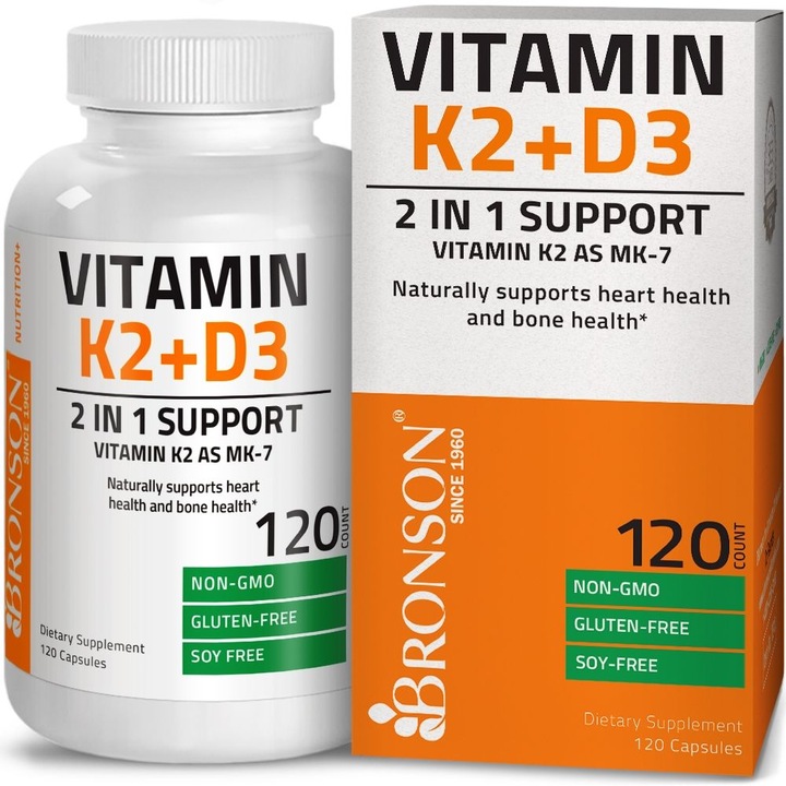 Vitamina K2 + Vitamina D3 - 120 capsule - Bronson