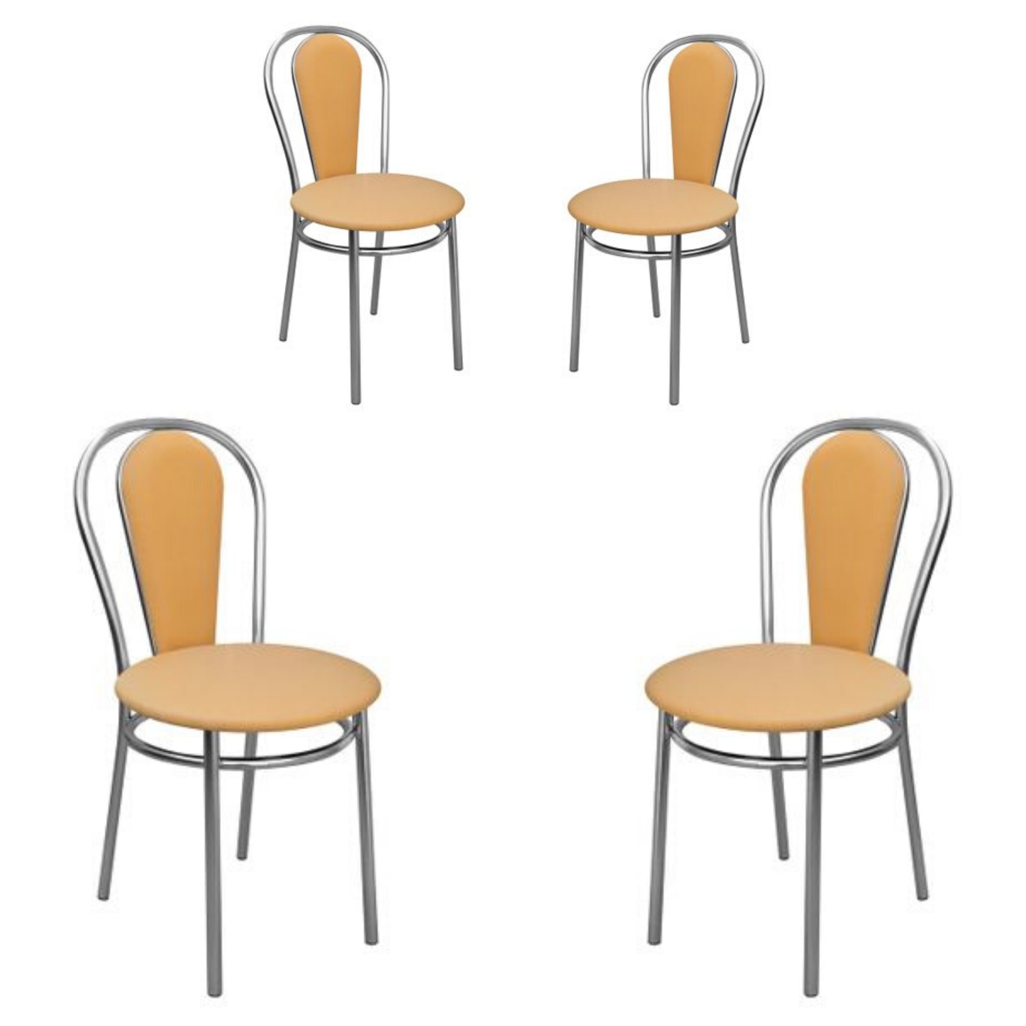 Set 4 scaune dining MF FLORINO, cadru cromat, PU, ocru