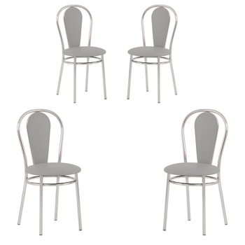 Set 4 scaune bucatarie FLORINO, piele ecologica, gri