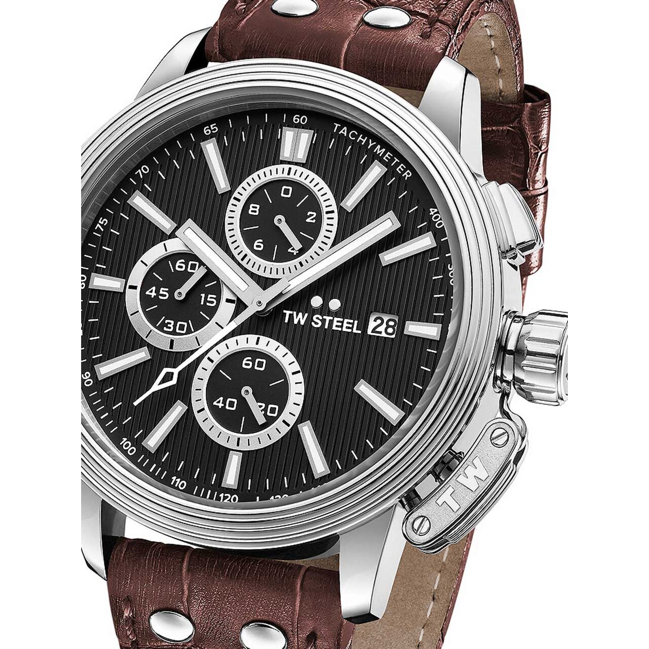 Ceas barbatesc TW-Steel CE7006 Adesso Cronograf 48mm, 10ATM, Argintiu
