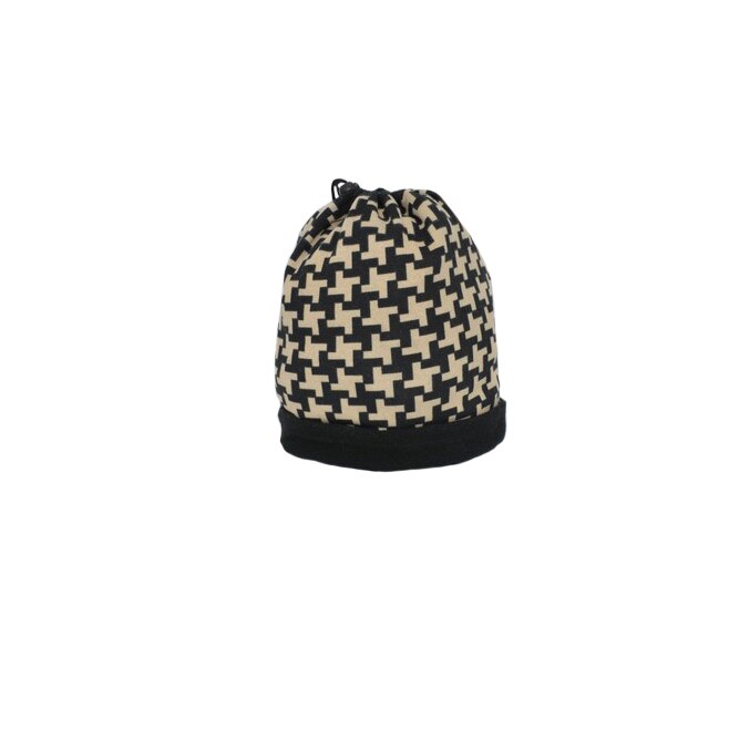 Caciuli trendy de iarna, cu imprimeu bicolor,prevazuta cu snur, D&J Exclusive, negru