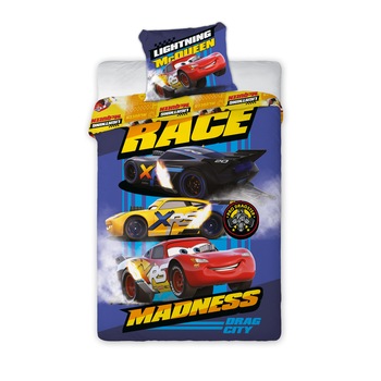Lenjerie de pat copii, Disney Cars 3 059, 140x200 cm, Multicolor, 100% bumbac Lenjerie de pat copii, Disney Cars 3 059, 140x200 cm, Multicolor, 100% bumbac