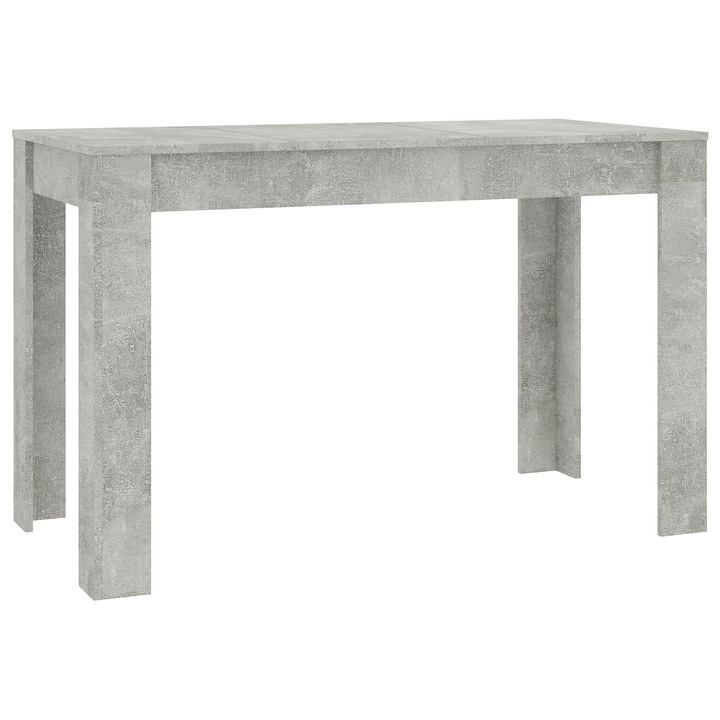 Трапезна маса vidaXL, бетонно сиво, 120x60x76 см, инженерно дърво