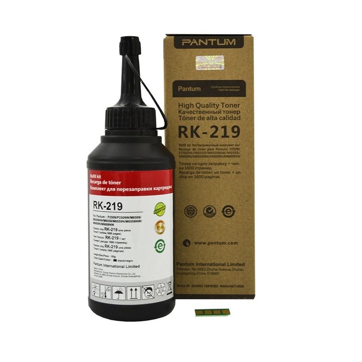 Kit Refil Pantum PD219 Original, capacitate 1600 pagini, pentru seriile P2509, M6509, M6559 si M6609