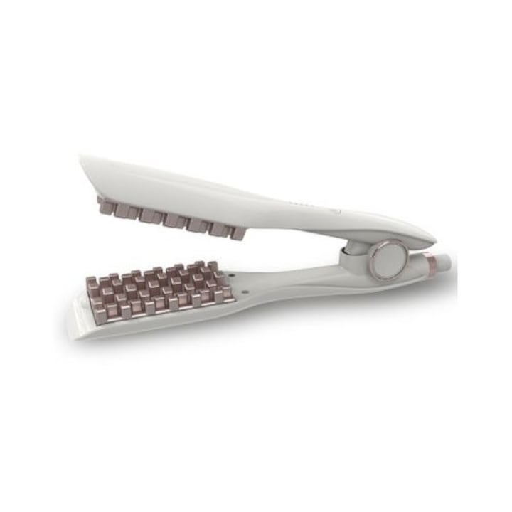 Placa de creponat parul, volum exceptional de bule Elekom ЕК-8138, Alb, 220 grade, ceramic, Profesional