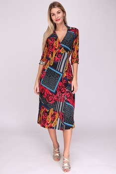 Rochie multicolora parte peste parte, Multicolor Rochie multicolora parte peste parte, Multicolor