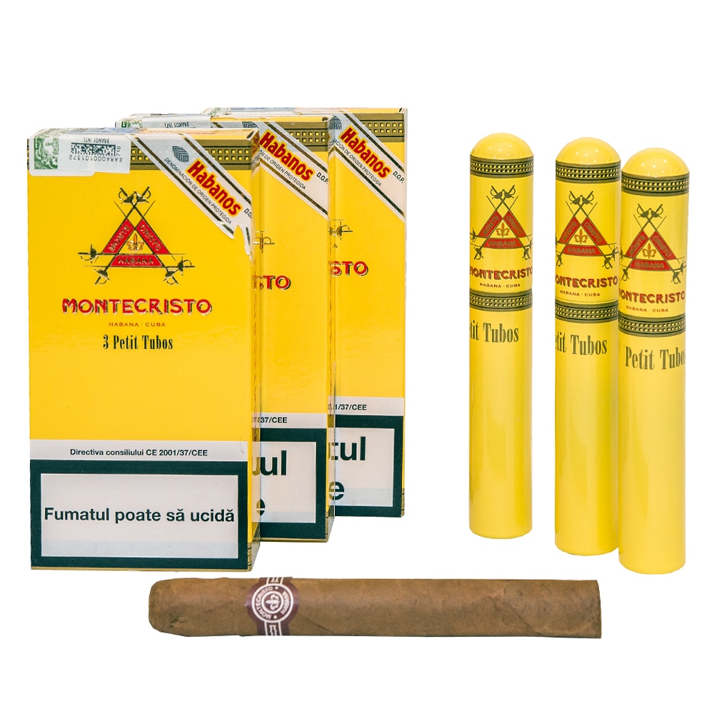 Cutie Trabucuri Montecristo Petit Tubos (3 bucati/cutie)