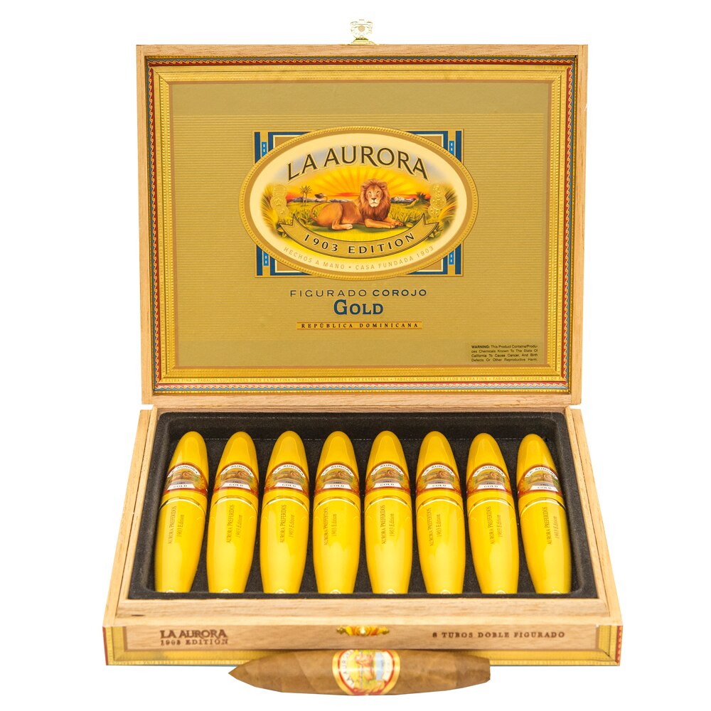 Cutie Trabucuri La Aurora 1903 Double Figurado Gold Tubos (8 bucati/cutie)