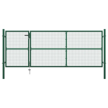 Poarta de gradina, vidaXL, Otel, 350 x 125 cm, Verde