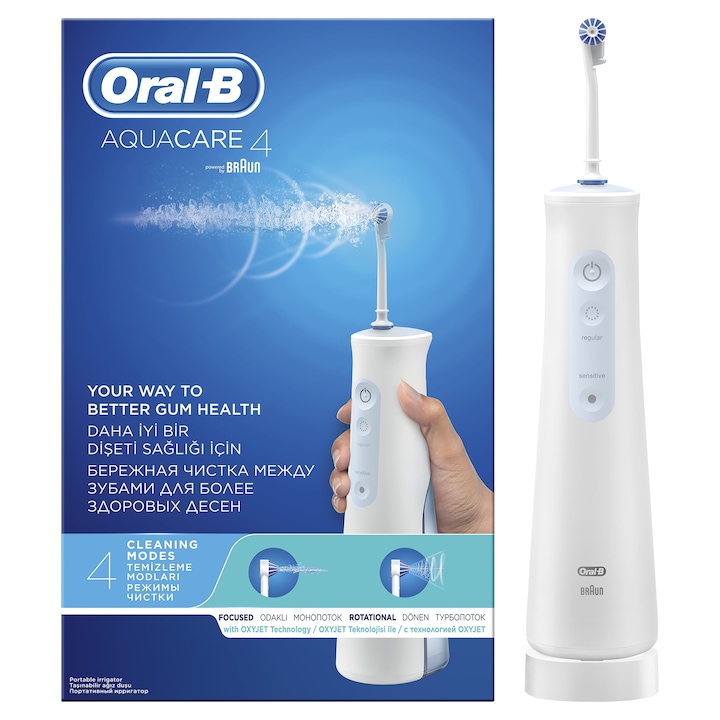Oral-B Aqua Care Szájzuhany Oxyjet technológiával, 2 fokozat, 1 fej, Fehér