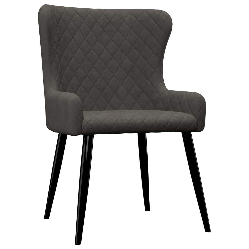 Set de 6 scaune de bucatarie, vidaXL, Gri inchis, 60 x 55 x 84cm, Catifea
