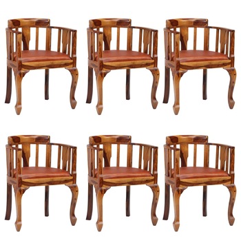 Set de 6 scaune de bucatarie, vidaXL, Maro, 52 x 50 x 76cm, Lemn de palisandru Set de 6 scaune de bucatarie, vidaXL, Maro, 52 x 50 x 76cm, Lemn de palisandru